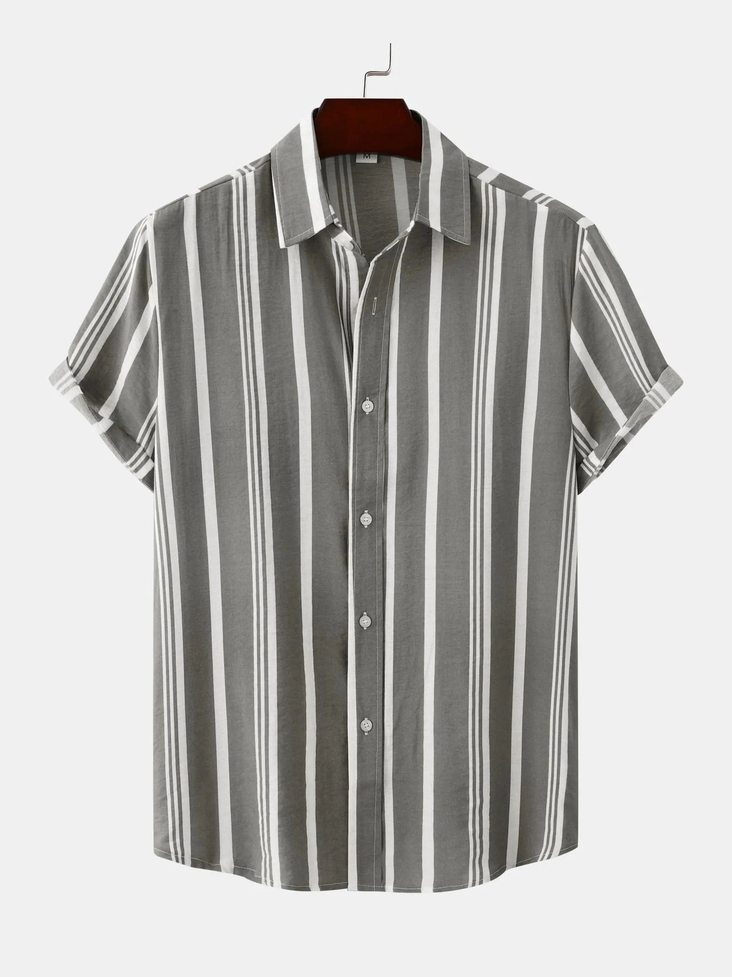 Men's Plus Size Striped Short Sleeve Button-Down Shirt NicholesGifts