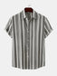 Men's Plus Size Striped Short Sleeve Button-Down Shirt nicholesgifts