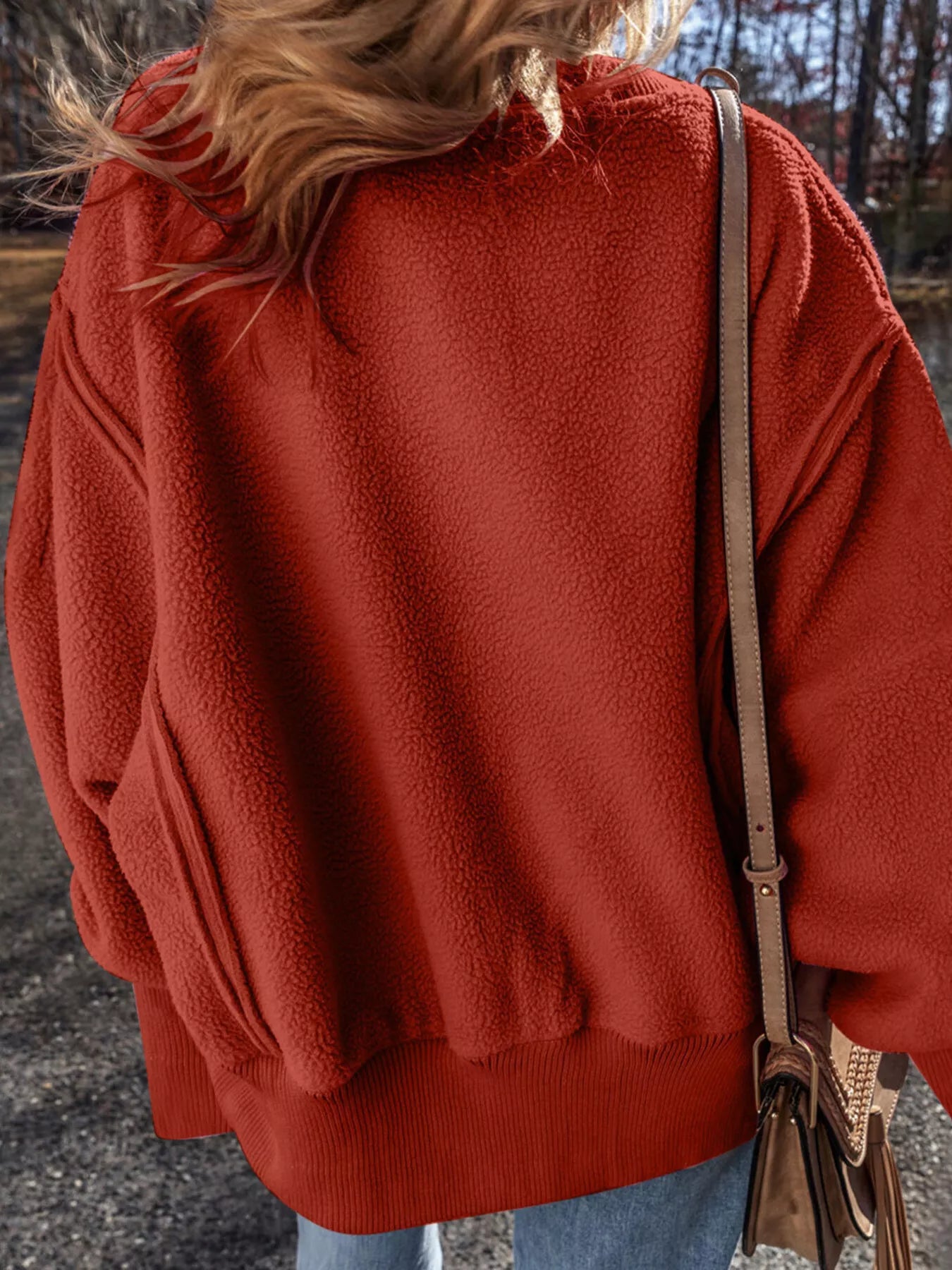 Round Neck Dropped Shoulder Sweatshirt Trendsi