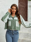 Color Block Crop Jacket with Pockets nicholesgifts
