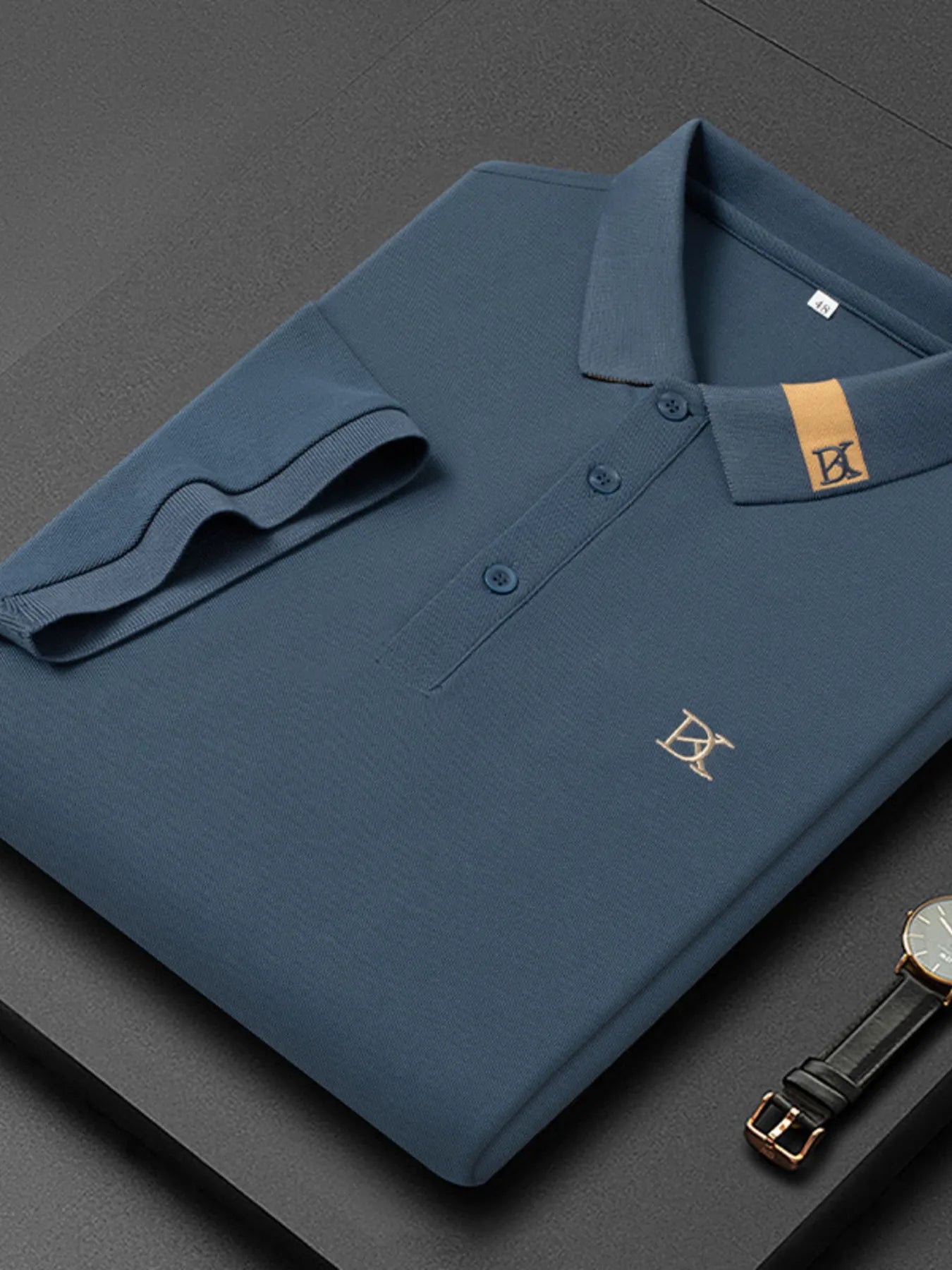 Men's Plus Size Short Sleeve Embroidered Detail Polo NicholesGifts