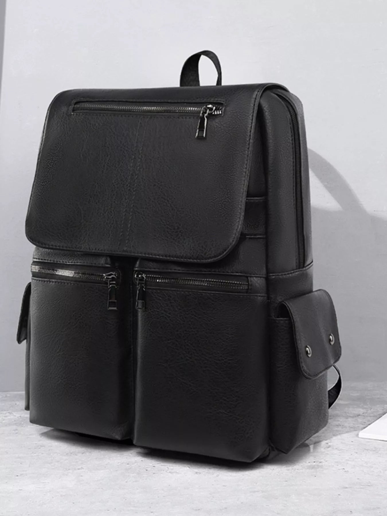 Leather Flapover Backpack Bag nicholesgifts