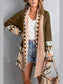 Women Geometric Open Front Long Sleeve Cardigan Sweater nicholesgifts