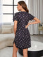 Heart V-Neck Short Sleeve Lace Trim Night Dress nicholesgifts