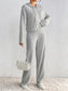 Honey Drawstring Ribbed Hoodie and Straight Leg Pants Set nicholesgifts
