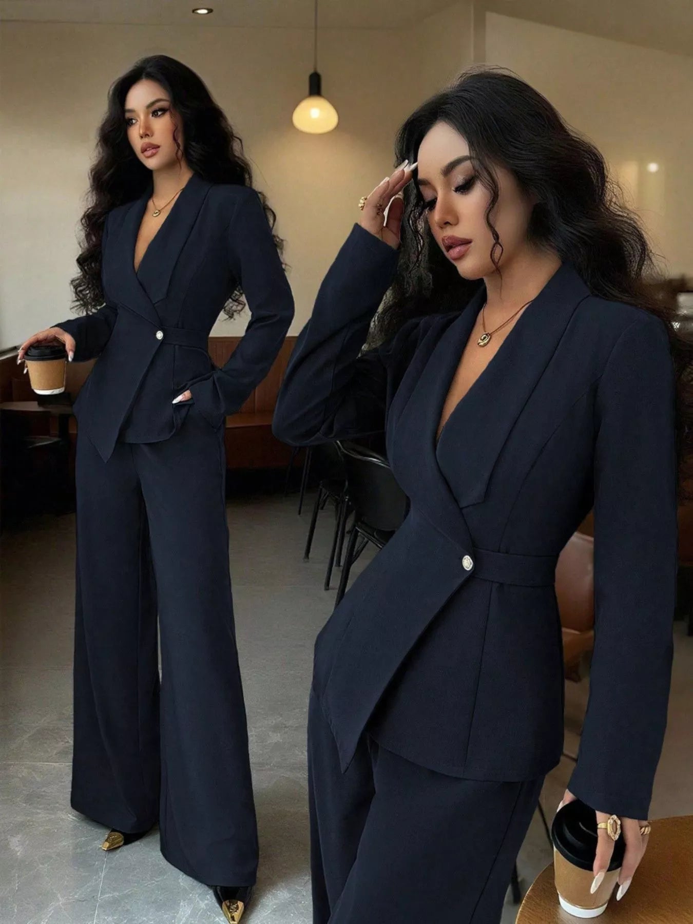 One Button Blazer and Pants Set nicholesgifts