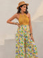 Openwork Halter Neck Floral Wide Leg Jumpsuit nicholesgifts