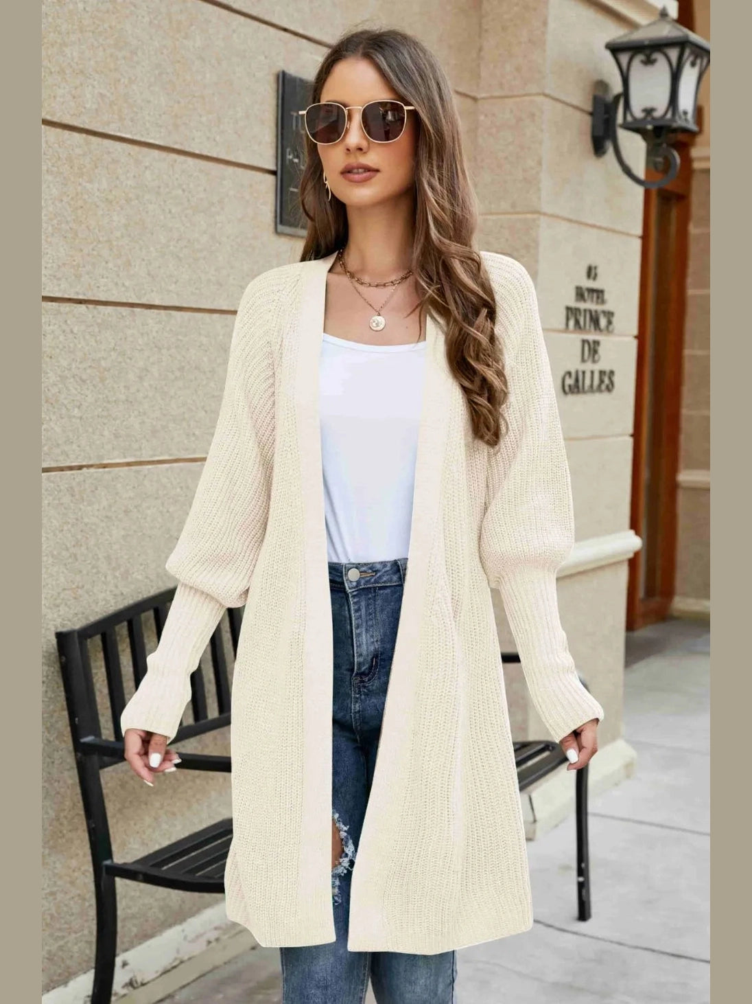 Open Front Lantern Sleeve Cardigan nicholesgifts