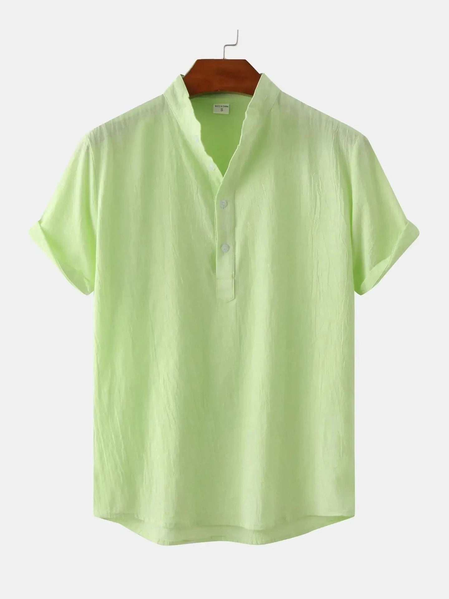 Men's Mandarin Collar Short Sleeve Henley Shirt NicholesGifts