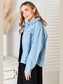 Double Take Dropped Shoulder Raw Hem Denim Jacket nicholesgifts