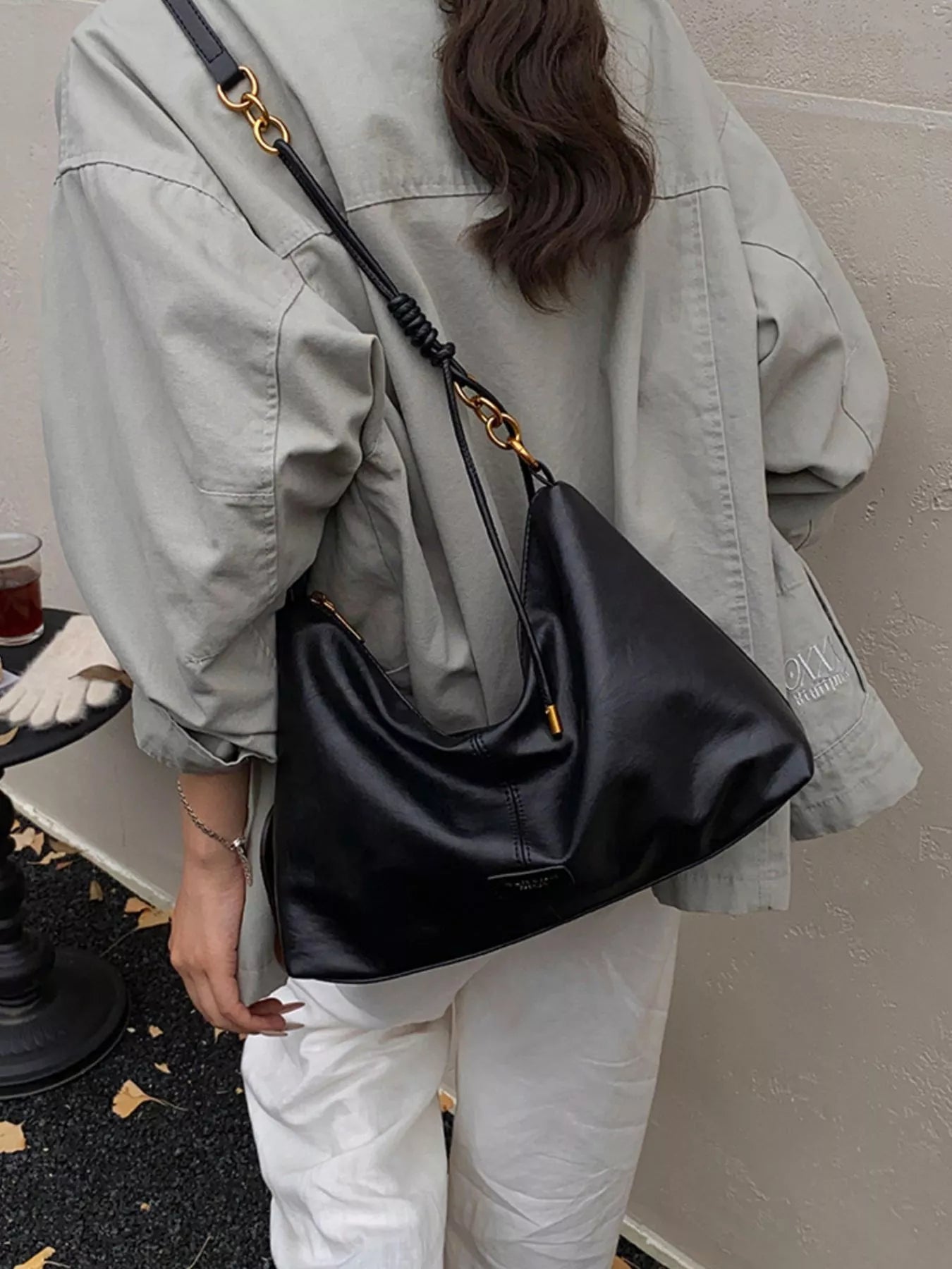 Leather Adjustable Strap Shoulder Bag nicholesgifts