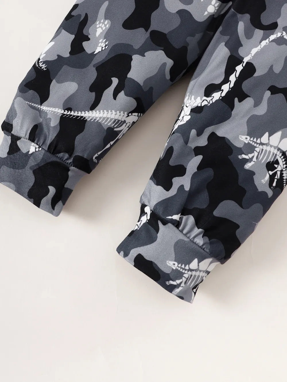 Children's Striped Hooded Bodysuit and Camouflage Pants Set Trendsi