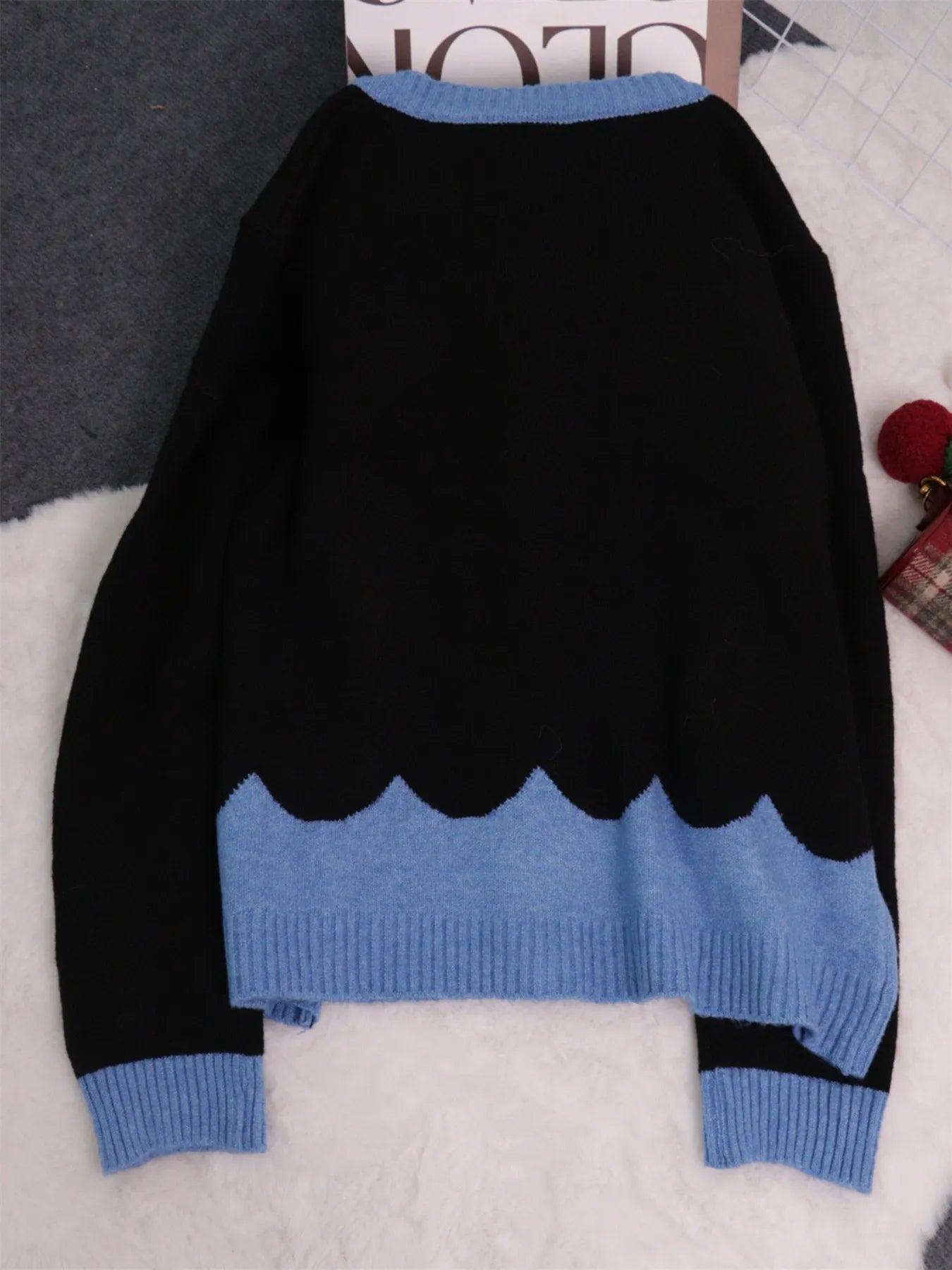 Button-Front Contrast Trim Cardigan