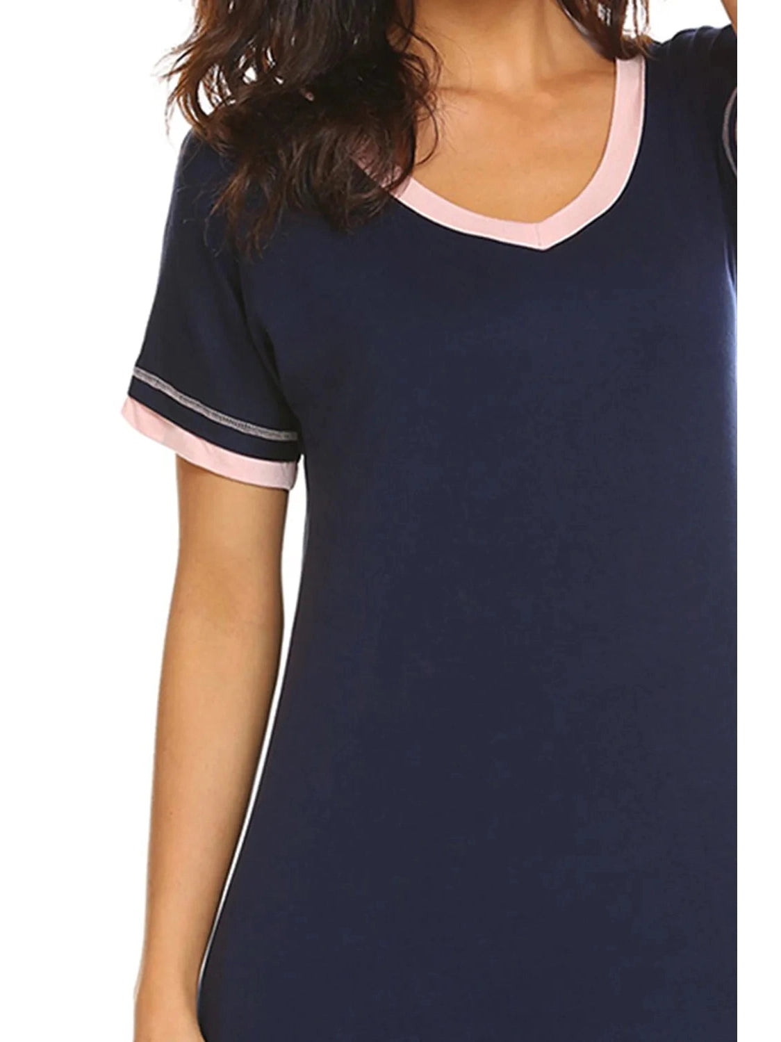 Contrast Trim Short Sleeve Lounge Dress nicholesgifts