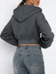 Zip Up Long Sleeve Hooded Cropped Jacket nicholesgifts