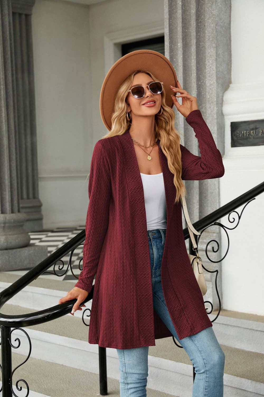 Long Sleeve Open Front Cardigan nicholesgifts