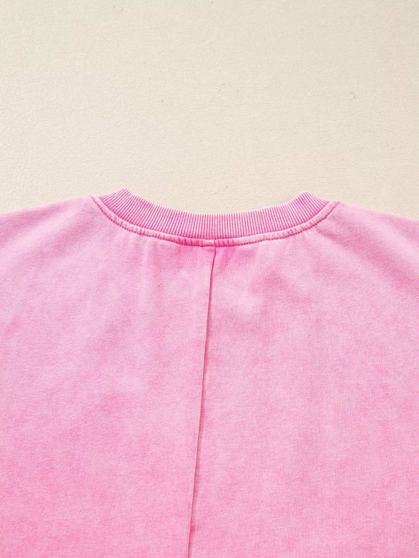 Mineral Wash Crossed Crew Neck Drop Shoulder Loose Sweatshirt Trendsi