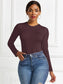 Round Neck Long Sleeve Bodysuit nicholesgifts