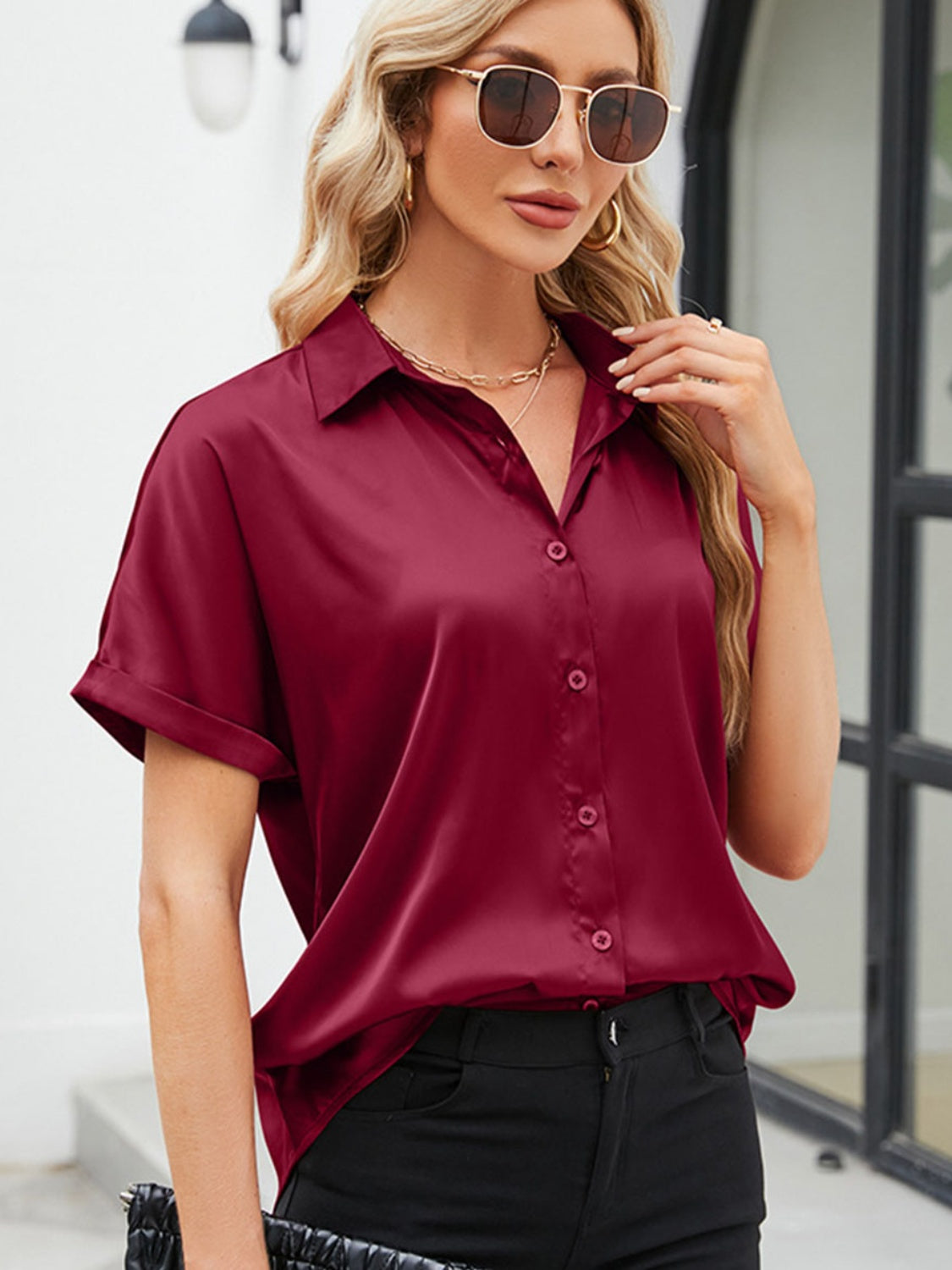 Button Up Short Sleeve Shirt nicholesgifts