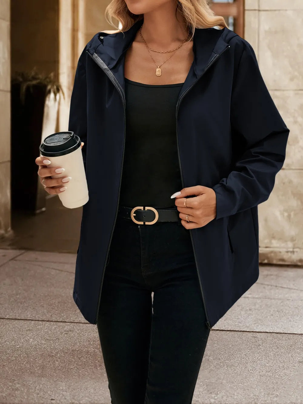 Ivy Lane Pocketed Zip Up Hooded Jacket nicholesgifts