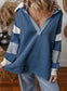 Color Block Striped Johnny Collar Sweatshirt nicholesgifts