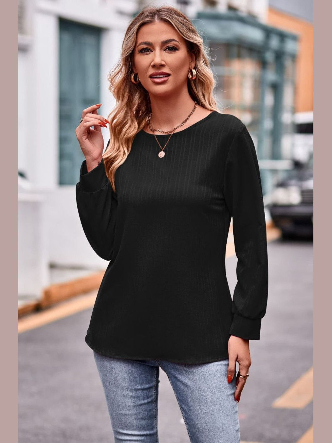 Round Neck Long Sleeve Tee NicholesGifts