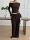 One Shoulder Long Sleeve Top and Pants Set nicholesgifts