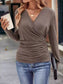 Ruched Surplice Long Sleeve T-Shirt nicholesgifts