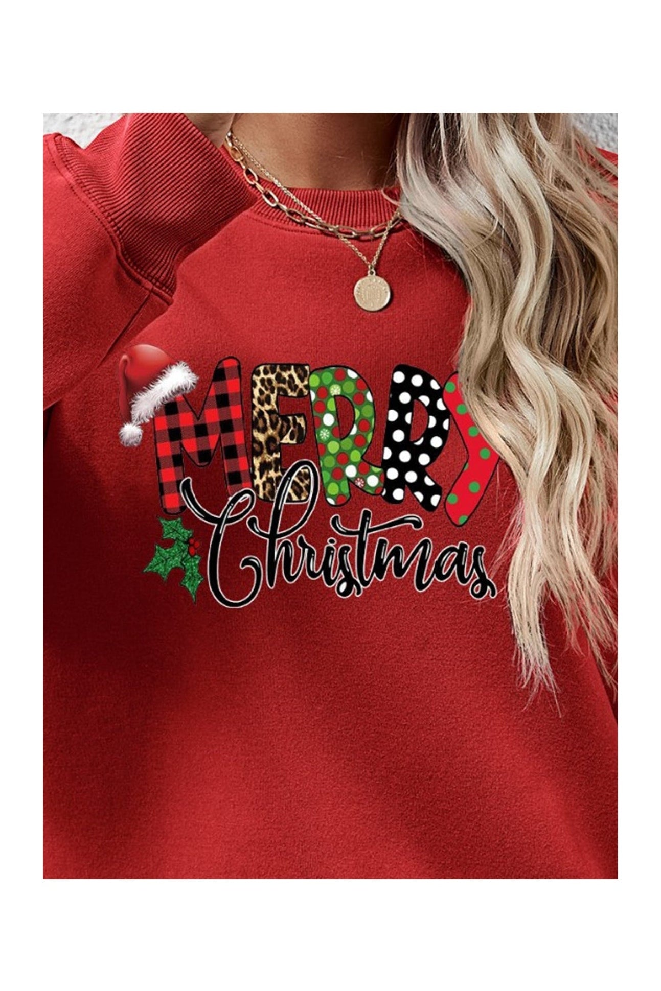 MERRY CHRISTMAS Round Neck Dropped Shoulder Sweatshirt nicholesgifts