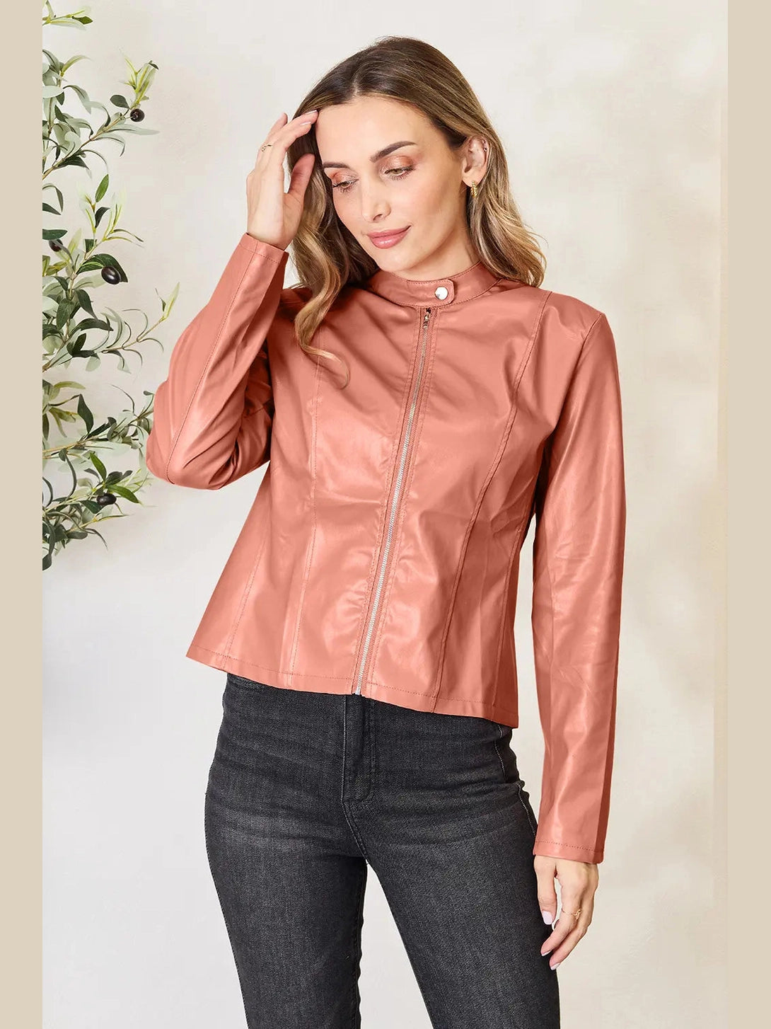 Mock Neck Zip Up Jacket nicholesgifts