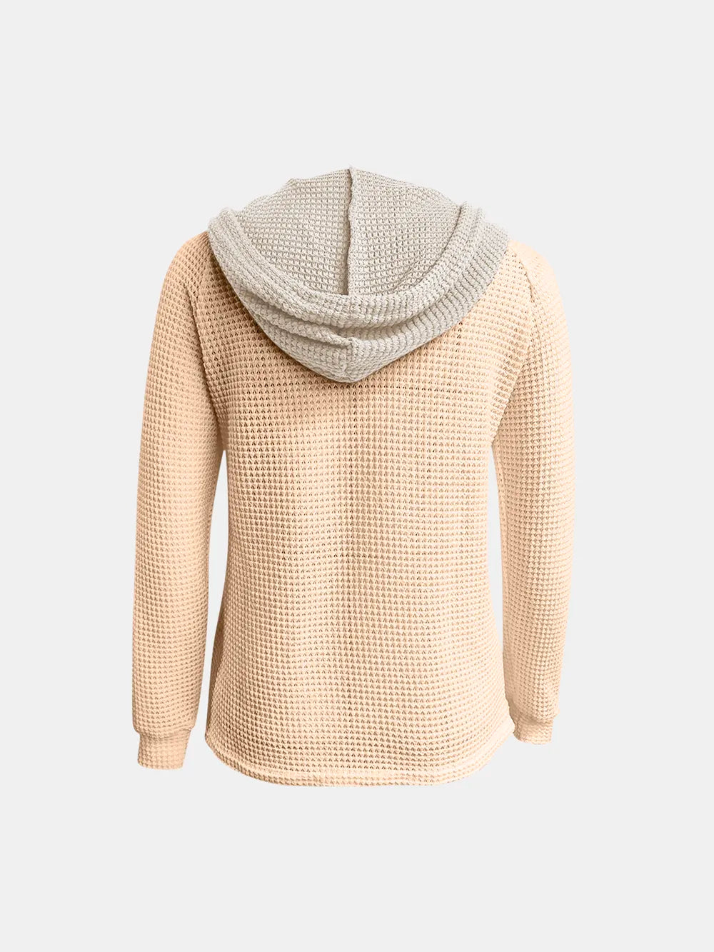 Full Size Waffle-Knit Contrast Long Sleeve Hoodie Trendsi