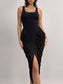 Ruched Detail Slit Midi Dress nicholesgifts
