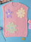 Crochet Flower Round Neck Sweater Vest nicholesgifts