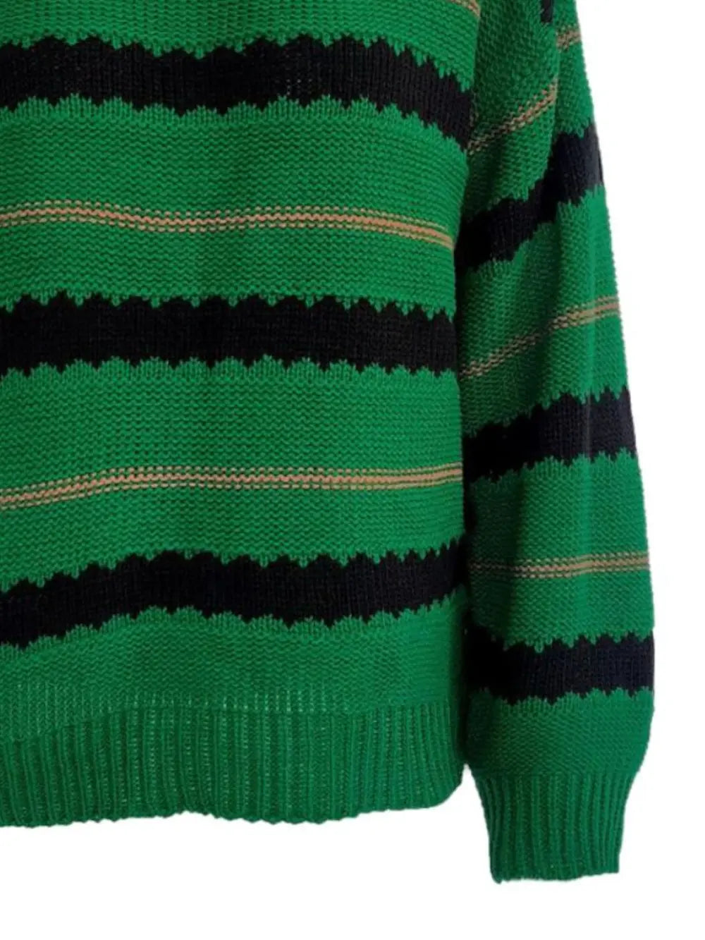 Striped Round Neck Long Sleeve Sweater Trendsi