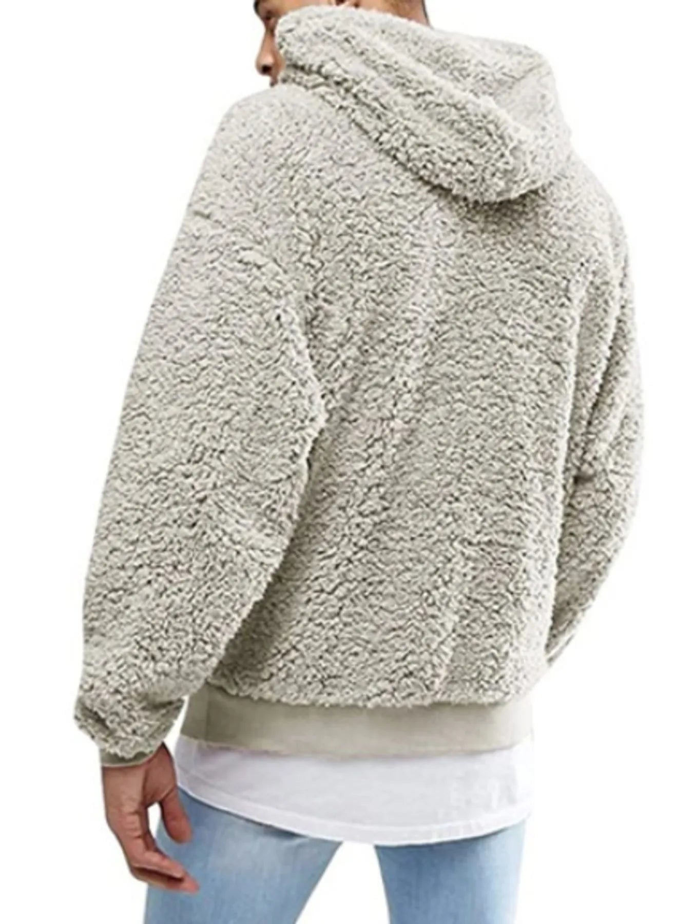 Men's Full Size Drawstring Sherpa Fleece Long Sleeve Hoodie Plus Size NicholesGifts