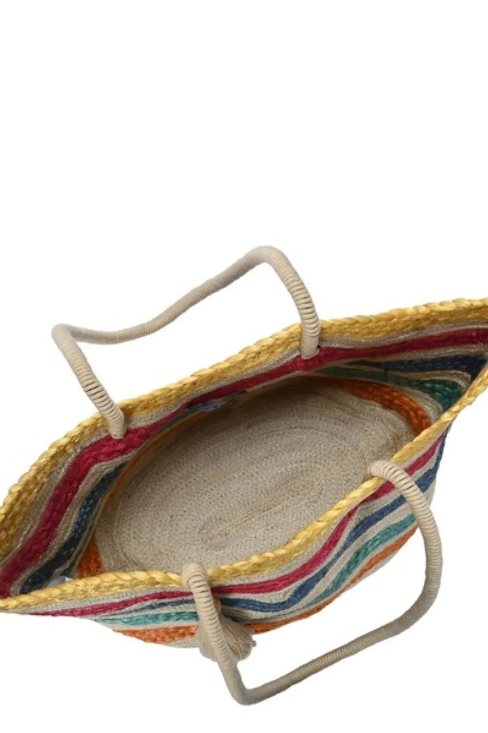 Fame Wavy Rainbow Straw Tote Bag Trendsi