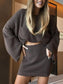 Ribbed Knit Long Sleeve Top and Skirt Sweater Set nicholesgifts