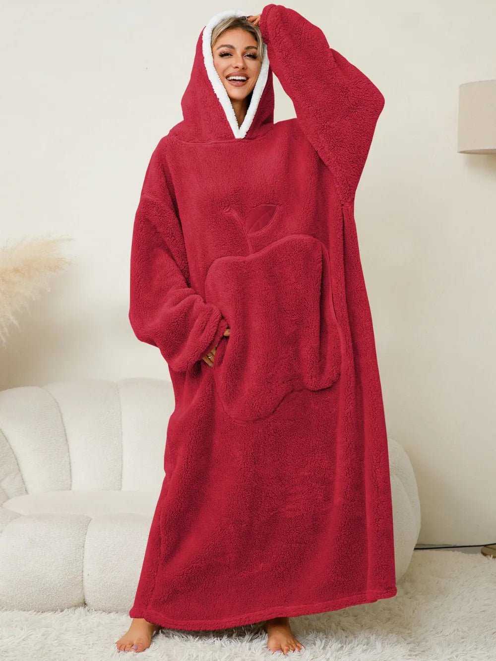 Pocketed Contrast Long Sleeve Hooded Lounge Dress nicholesgifts