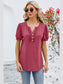 Women Frill Notched Short Sleeve Blouse nicholesgifts