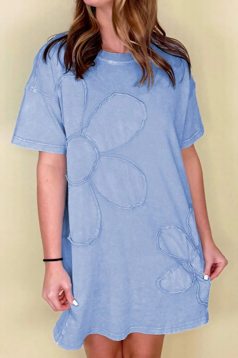 Floral Round Neck Short Sleeve T-Shirt Dress Trendsi