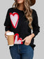 Women Angel Wings Heart Round Neck Long Sleeve Sweater nicholesgifts