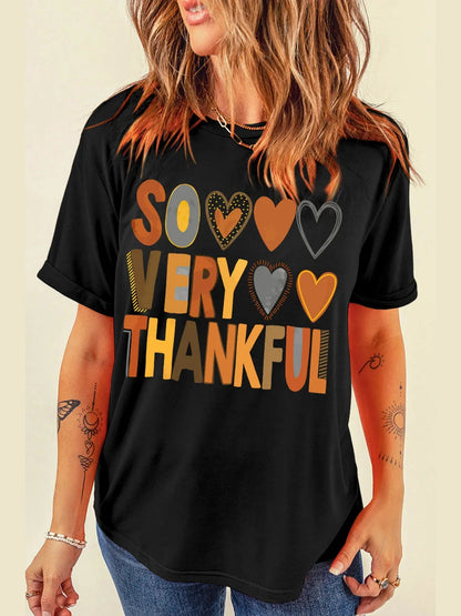 Letter Graphic Round Neck Short Sleeve T-Shirt nicholesgifts