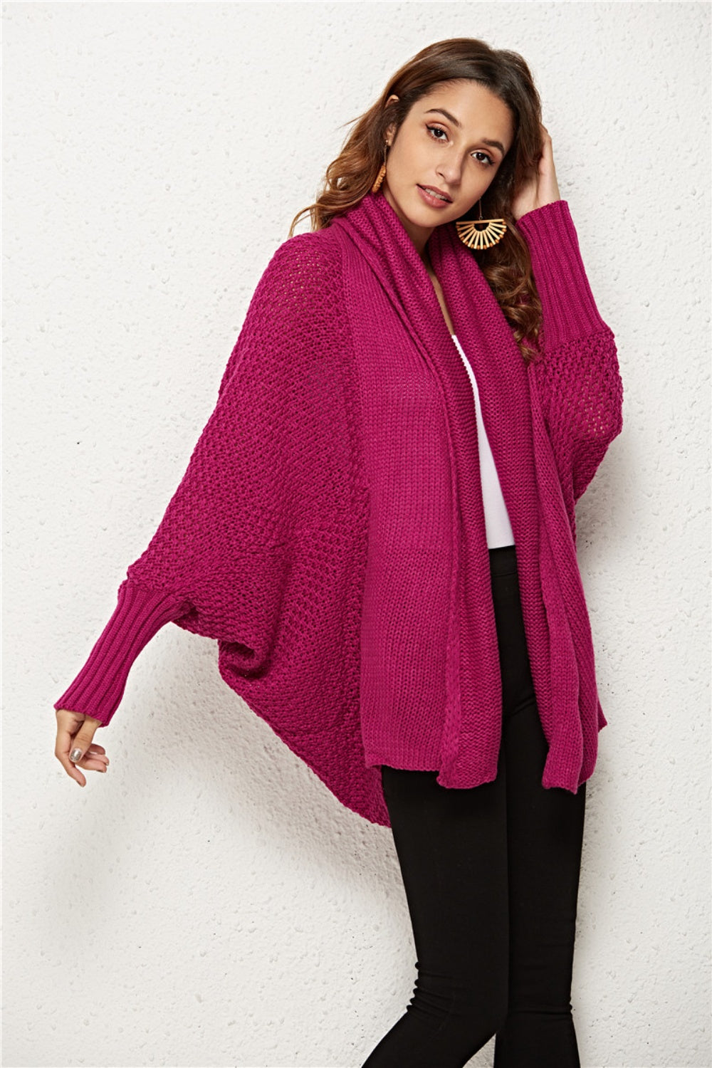 Open Front Batwing Sleeve Cardigan nicholesgifts