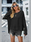 High-Low Slit Round Neck Long Sleeve Sweater nicholesgifts
