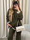 Contrast Trim Round Neck Top and Pants Sweater Set nicholesgifts