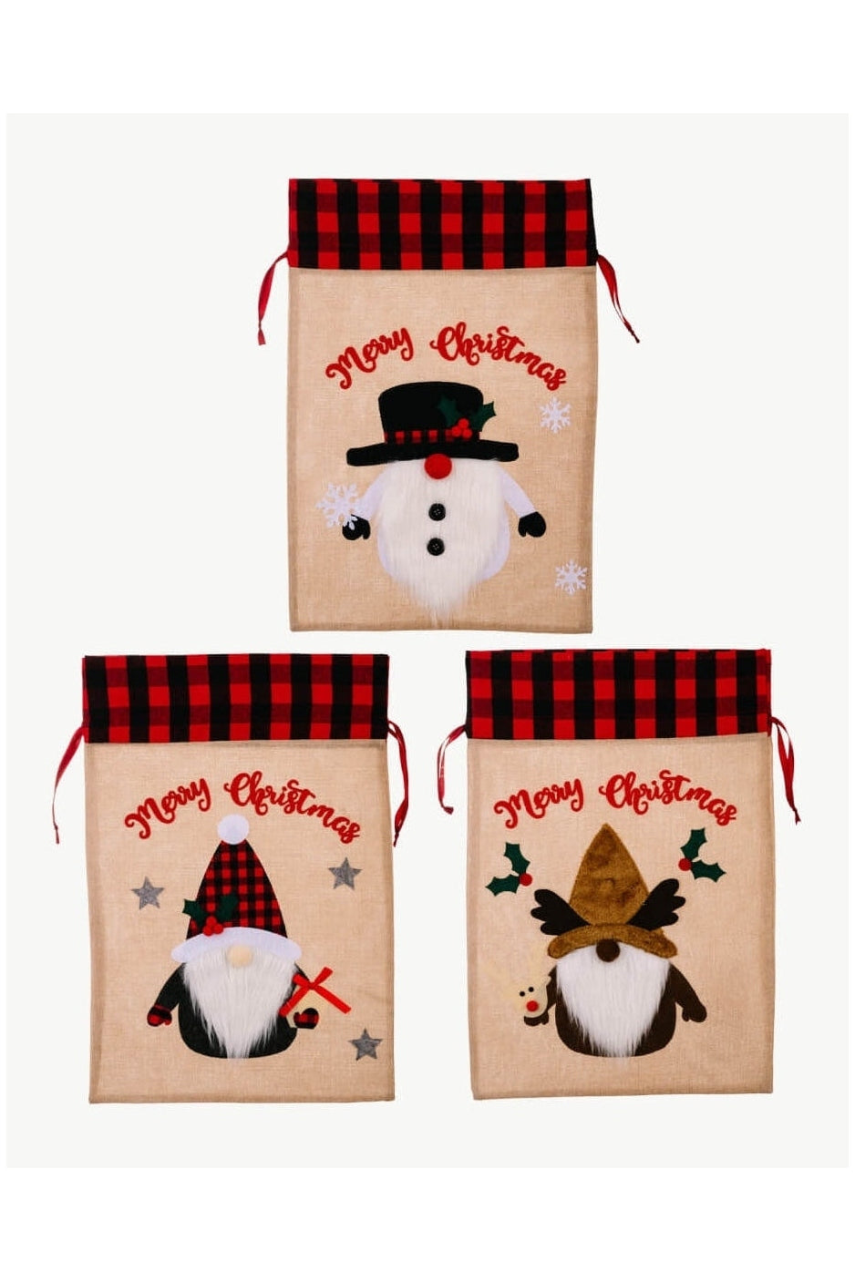 3-Pack Christmas Graphic Drawstring Gift Bags nicholesgifts