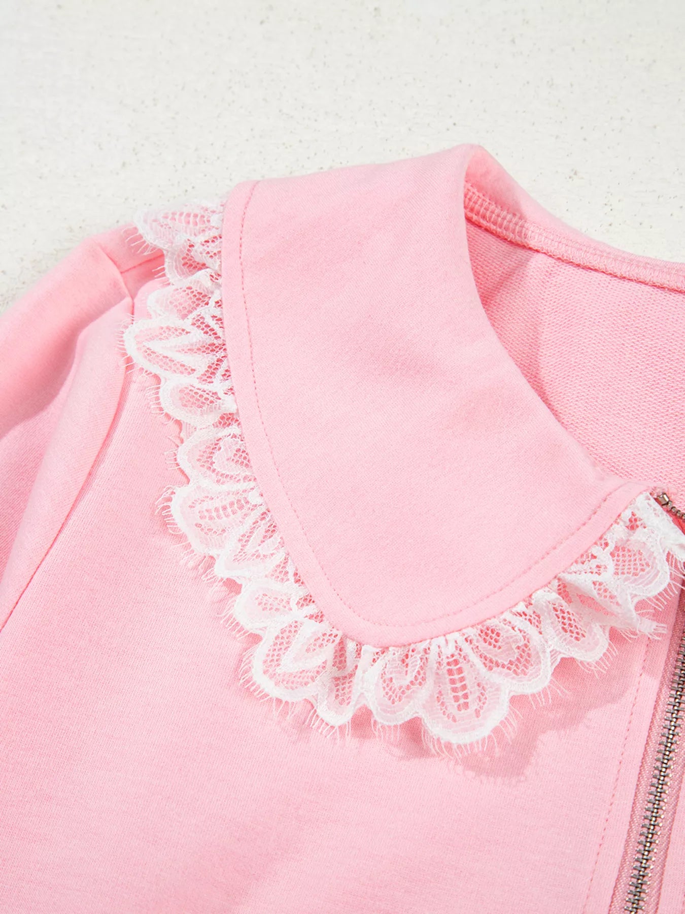 Peter Pan Lace Embellished Neck Sweatshirt and Skirt Two Piece Set NicholesGifts