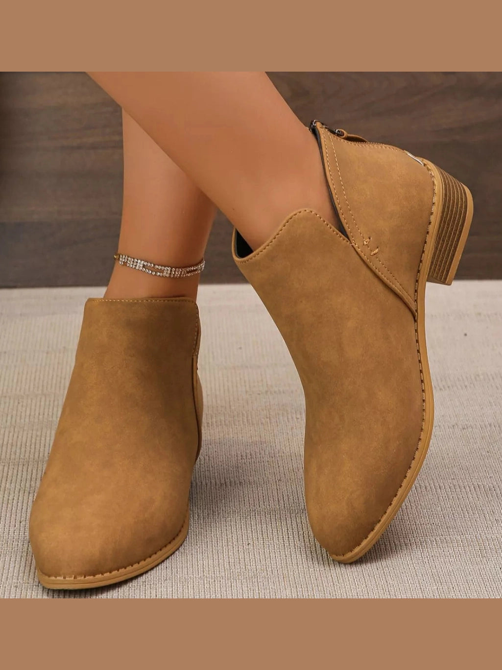 Women Point Toe Block Heels Boots nicholesgifts