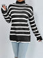 Striped Turtleneck Long Sleeve Sweater nicholesgifts