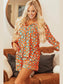 Leopard Collared Neck Long Sleeve Top and Shorts Lounge Set nicholesgifts